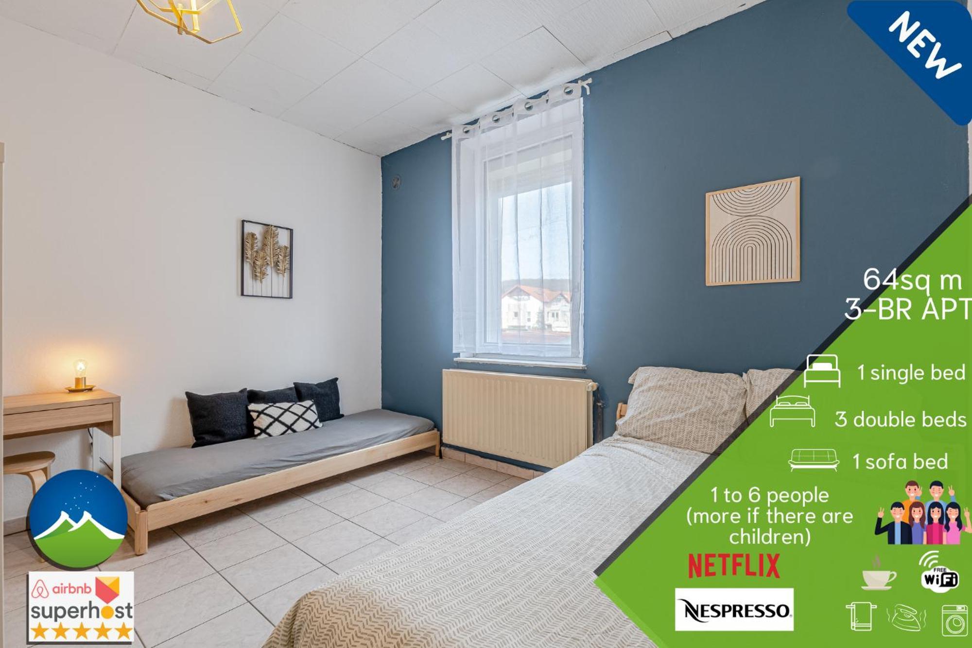 3 Appts - 3 A 7 Lits - Parfait 6 A 10 Pers - Max 26 Pers - 1 Immeuble - Convivialite, Rentabilite ------ English - 3 Apts - 3 To 7 Beds - Ideal For 6 To 10 Guests - Up To 26 - Same Building - Friendly, Flexible Hettange-Grande Exterior foto